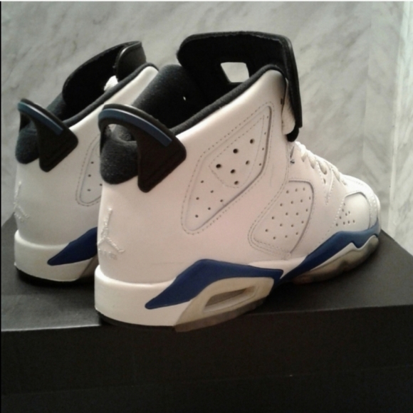 NIKE AIR JORDAN VI 6 RETRO BG WHITE SPORT BLUE 5Y women's size 6.5 shoes sneaker - Picture 8 of 10